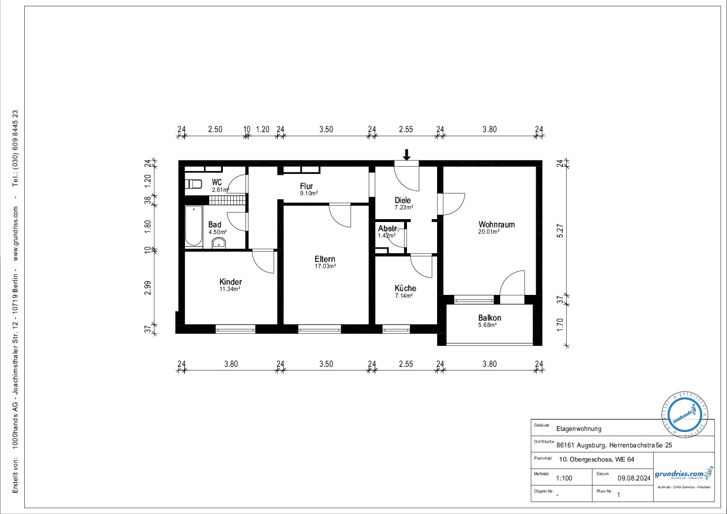 Bemaßter Grundriss - 10. OG - Whg. 64.pdf